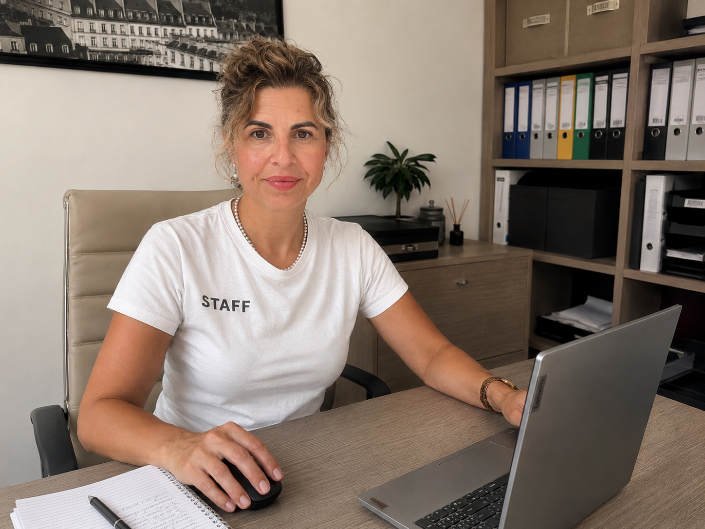 Mariana Pirau, titolare di Impresa Mary Home, nel suo ufficio a Milano