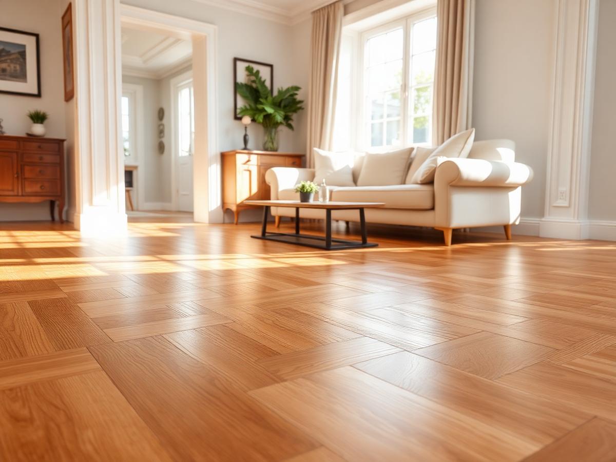 Parquet in rovere trattato e lucidato in soggiorno